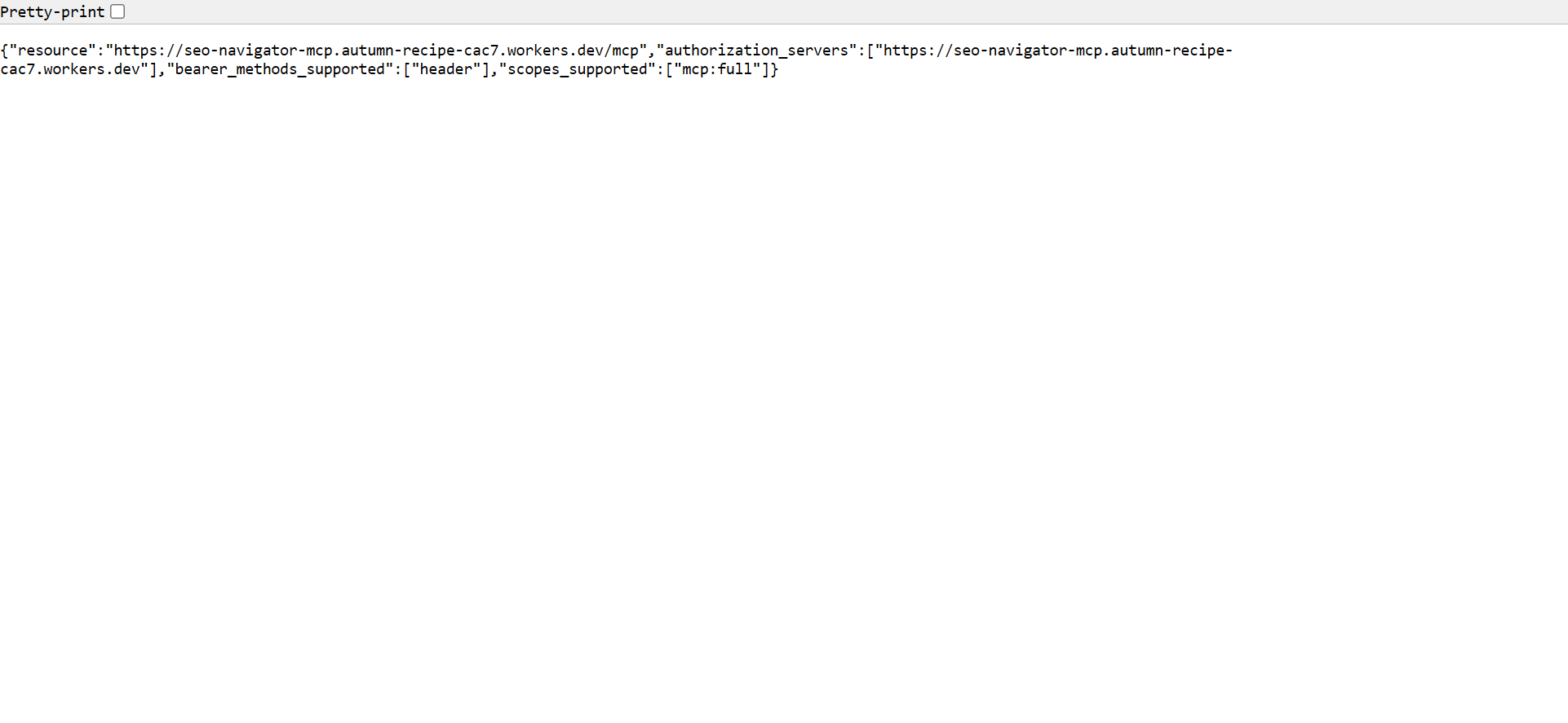 OAuth protected resource metadata JSON